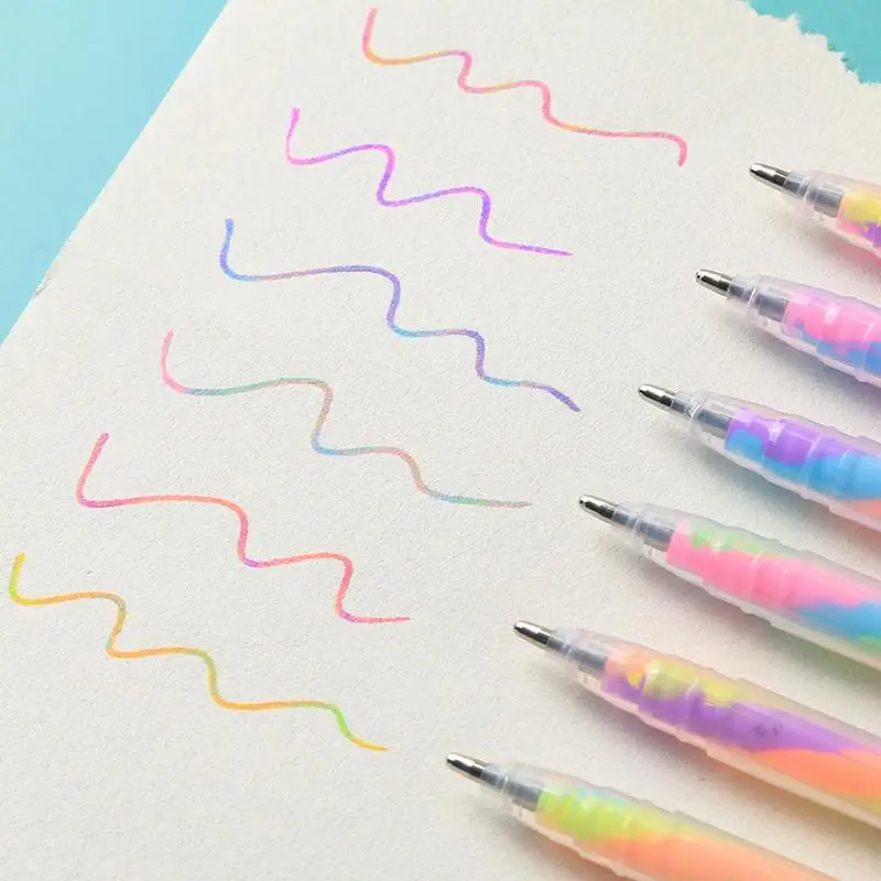 Блестящие гелевые ручки 6 цветов, градиентные ручки Fine Point Rainbow Для выделения на маркерах, цветные карандаши для рисования. . ' - ' . 1