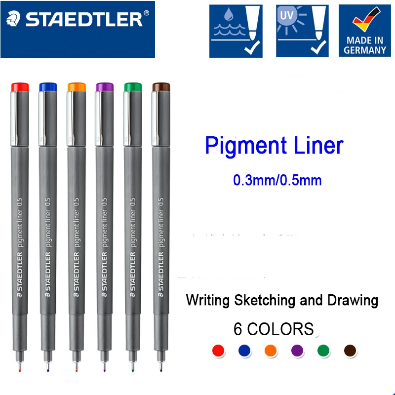 Staedtler 308 0,3 мм/0,5 мм Цветной пигментный вкладыш fineliner игольчатая ручка 6 шт./компл. . ' - ' . 2