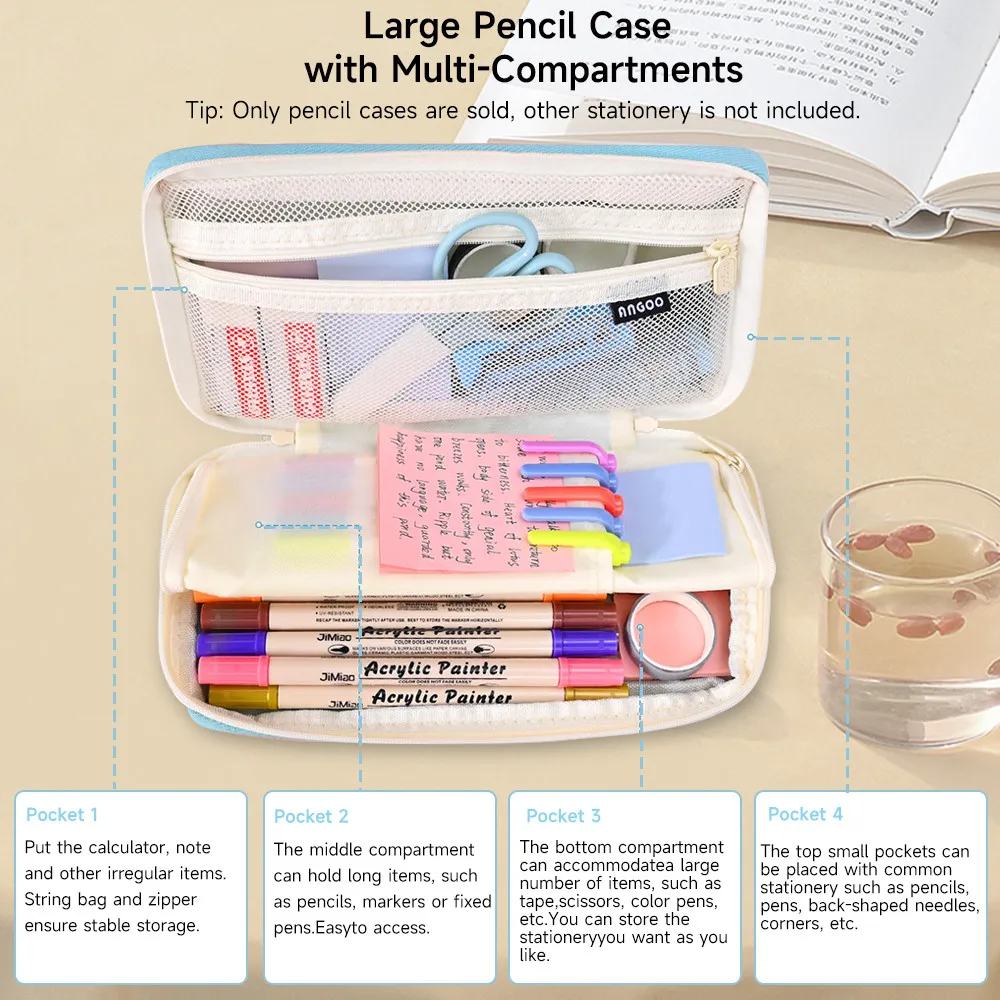 EZONE для школьников Детская сумка для хранения карандашей Канцелярская коробка Ручной дизайн Простой стиль Пенал Креативная сумка для карандашей . ' - ' . 3