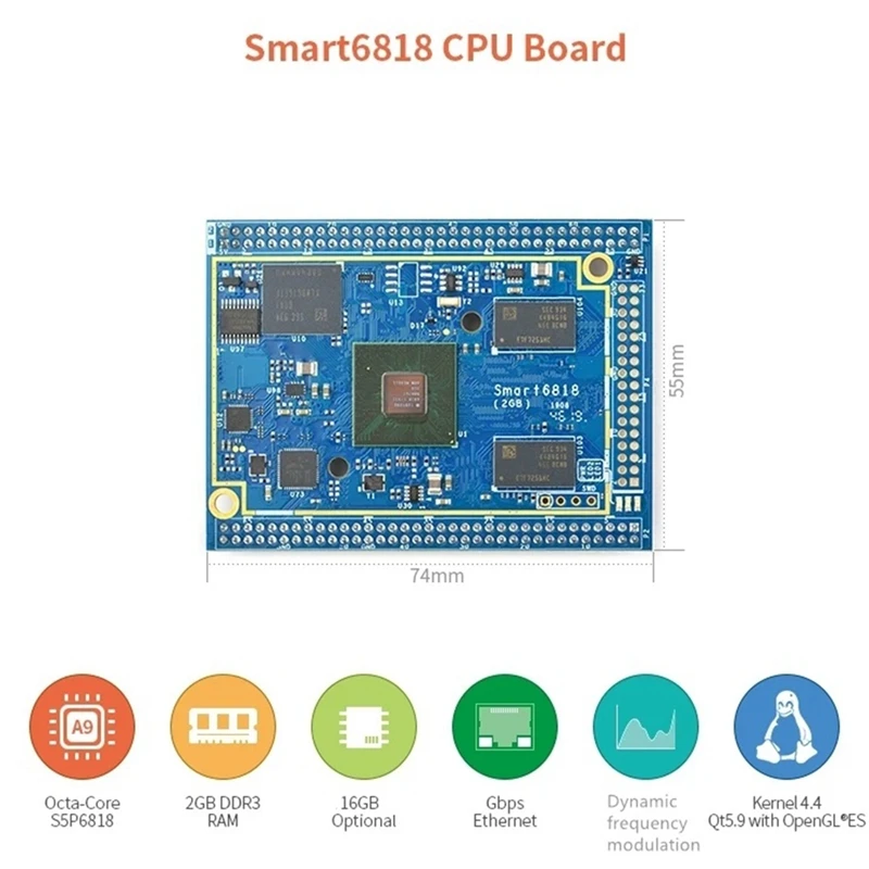 Основная плата Smart6818 + Радиатор S5P6818 Cortex-A53 С восьмиядерным процессором 2 ГБ + 16 ГБ EMMC Learning Development Board . ' - ' . 5