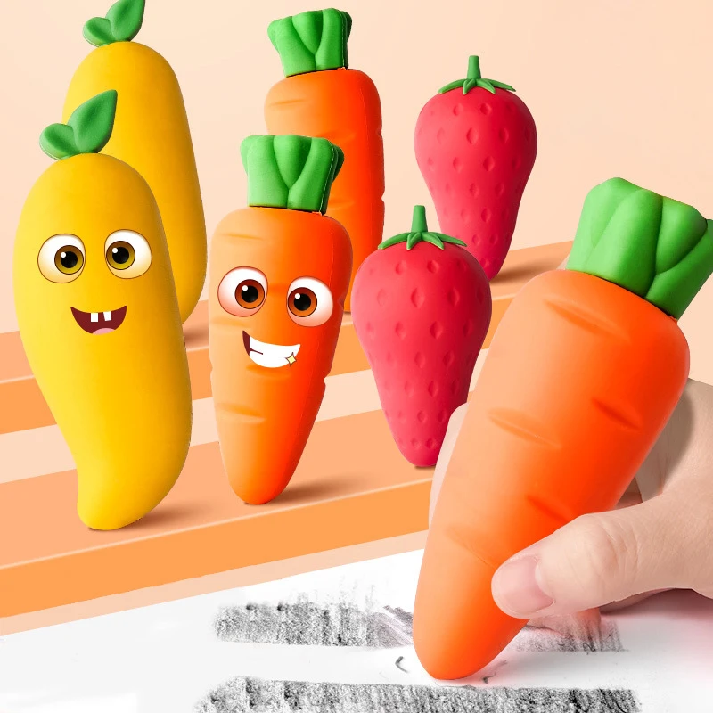 1 шт., креативный ластик для фруктов и моркови, Уникальные и милые канцелярские принадлежности, Школьные канцелярские принадлежности, Ластик для карандашей для детей, студенческий подарок . ' - ' . 0