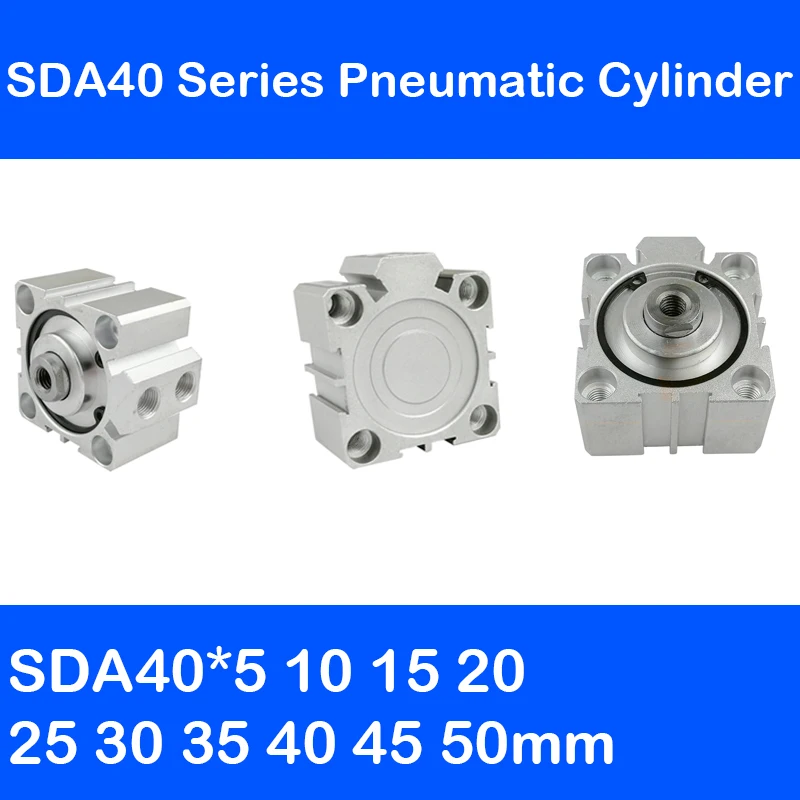Компактные Воздушные цилиндры SDA40*25 с отверстием 40 мм Пневматический цилиндр двойного действия SDA40X25, SDA40X30, SDA40X40, SDA40X50 . ' - ' . 0