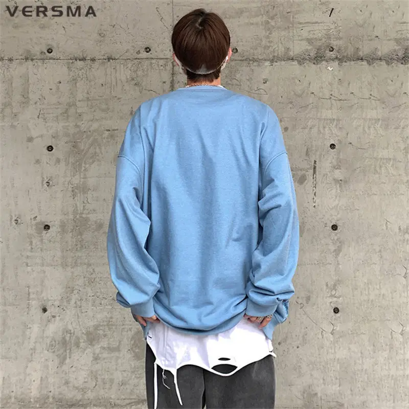 VERSMA Корейский Ретро Kpop Tie Dye Печатный Синий Морской Свитшот С Принтом Женская Модная Дизайнерская Свободная Байкерская Толстовка Мужская Прямая Поставка 5XL . ' - ' . 1