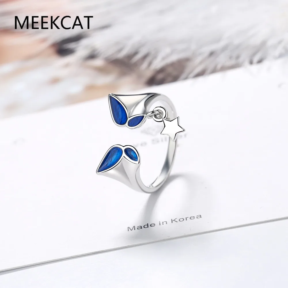 Подлинное кольцо с бабочкой из стерлингового серебра 925 пробы с голубой эмалью, регулируемое на палец для женщин, Свадебное Обручальное кольцо, Ювелирные изделия SCR448 . ' - ' . 1