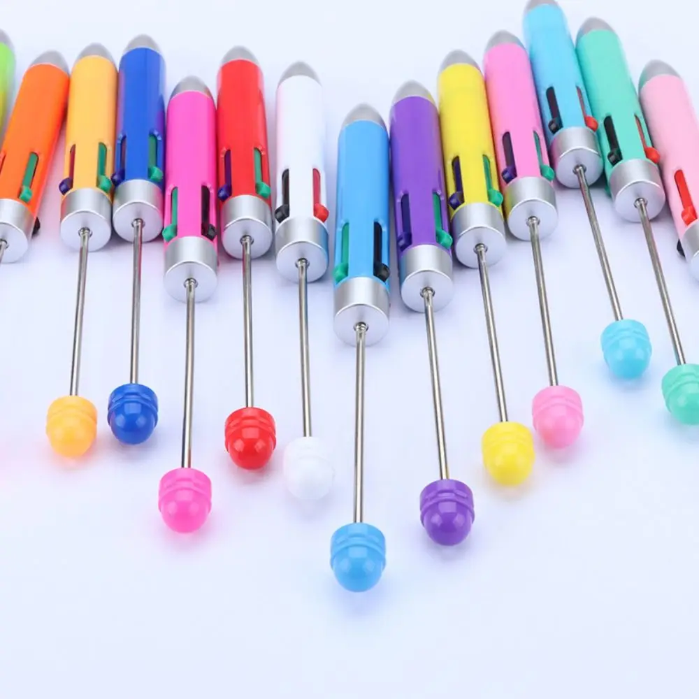 Четырехцветная шариковая ручка с бисером своими руками, милые ручки с бисером, мультяшная 4-цветная выдвижная ручка-роллер, подарок для школьников . ' - ' . 1