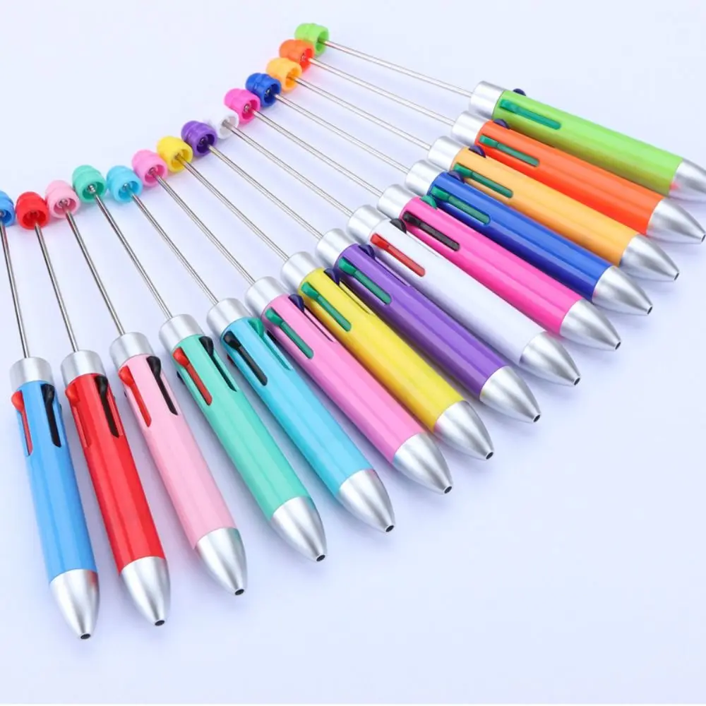 Четырехцветная шариковая ручка с бисером своими руками, милые ручки с бисером, мультяшная 4-цветная выдвижная ручка-роллер, подарок для школьников . ' - ' . 2