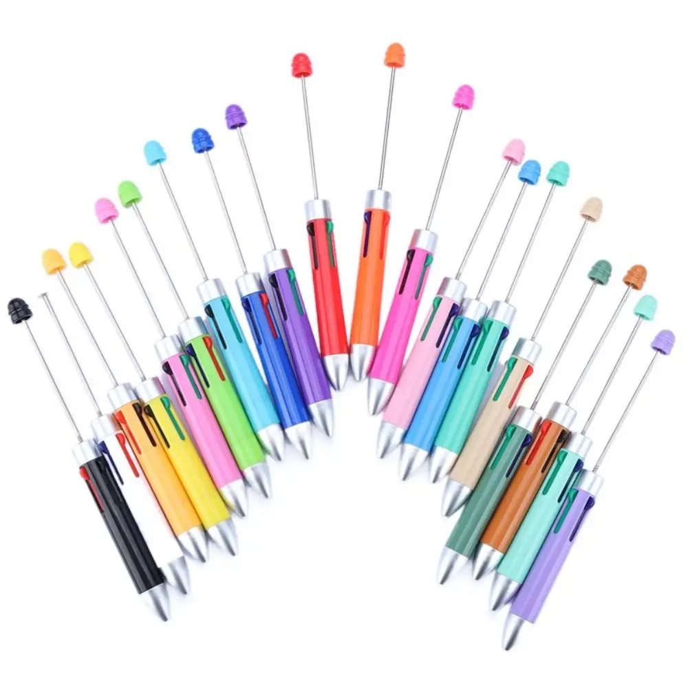 Четырехцветная шариковая ручка с бисером своими руками, милые ручки с бисером, мультяшная 4-цветная выдвижная ручка-роллер, подарок для школьников . ' - ' . 3
