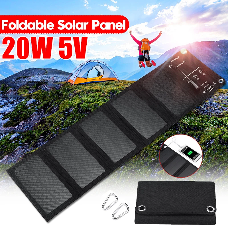 Складная солнечная панель мощностью 16 Вт /20 Вт 5 В, USB-выход, Складное зарядное устройство для солнечных батарей, Портативная Солнечная панель для сотового телефона, кемпинг на открытом воздухе . ' - ' . 0