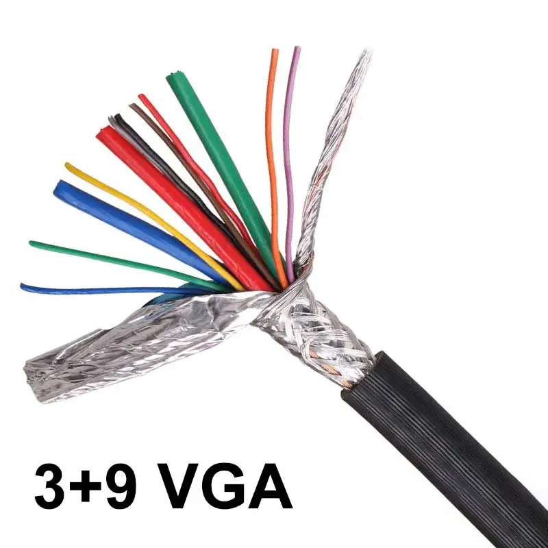Инженерный Кабель VGA длиной 1 М, Удлинительный Соединительный Шнур 3 + 9 VGA, Экранированный Провод HD VGA 28 AWG, Встроенная Видеолиния для Компьютера, Телевизора . ' - ' . 0