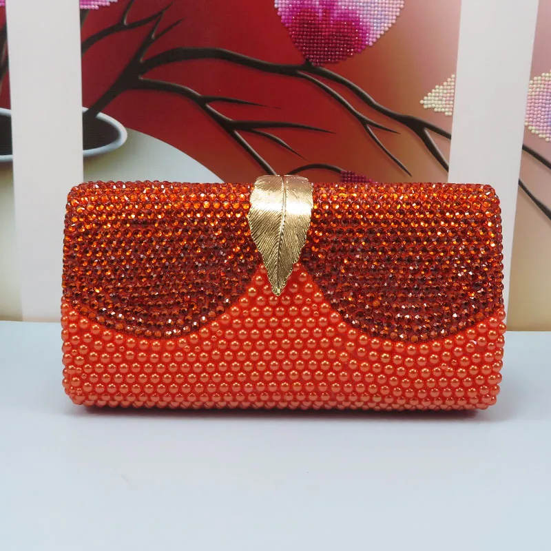 BaoYaFang оранжевый Кристалл свадебные туфли и сумочка для женщин горный хрусталь насосы обувь женщина круглый носок насосы высокого . ' - ' . 5