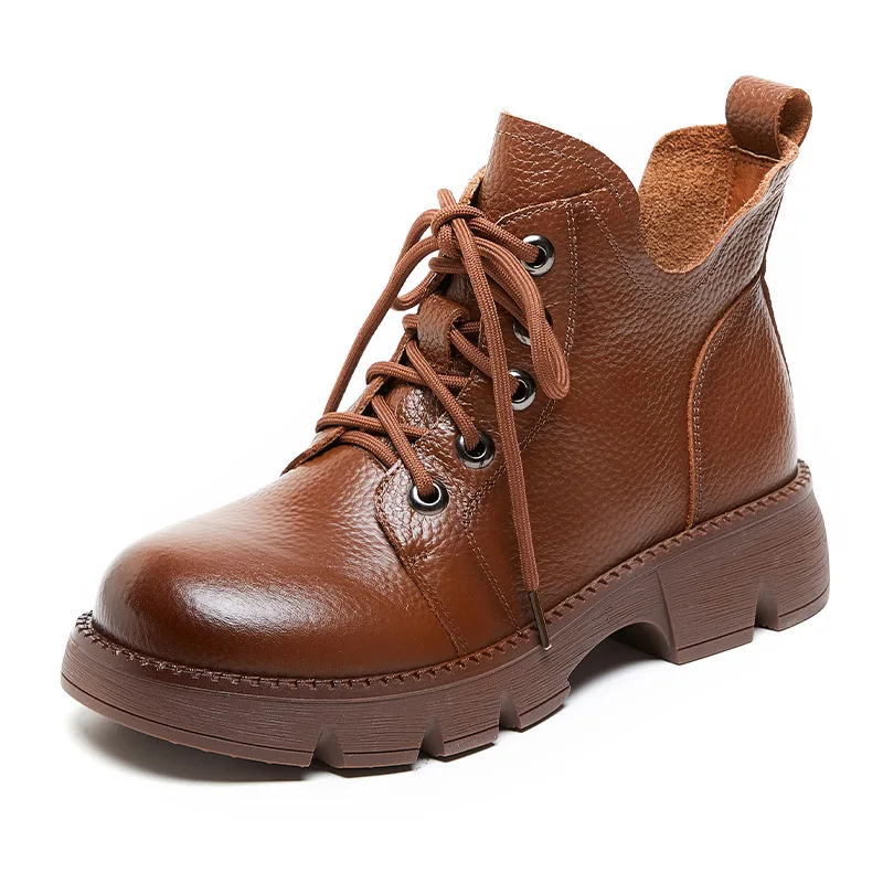 ZXRYXGS/2023; Осенние ботинки из натуральной кожи в британском стиле на шнуровке; Нескользящие Ботинки в Римском стиле На толстой подошве; Модные Универсальные Женские Ботильоны . ' - ' . 1