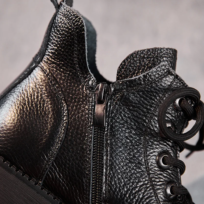 ZXRYXGS/2023; Осенние ботинки из натуральной кожи в британском стиле на шнуровке; Нескользящие Ботинки в Римском стиле На толстой подошве; Модные Универсальные Женские Ботильоны . ' - ' . 5