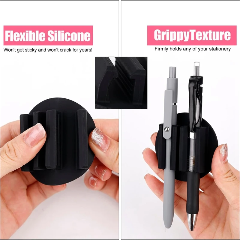 Клейкий силиконовый держатель для ручек, набор зажимов для ручек, держатель маркера черного цвета для настольного планшета и других плоских поверхностей, держатель карандаша . ' - ' . 2