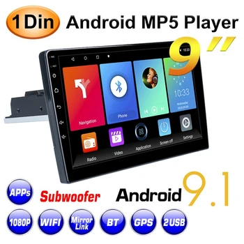 9-Дюймовый четырехъядерный автомобильный стереоприемник Android 9.1 1DIN с регулируемой GPS-навигацией WIFI MP5 Плеер FM Bluetooth Телефонная связь