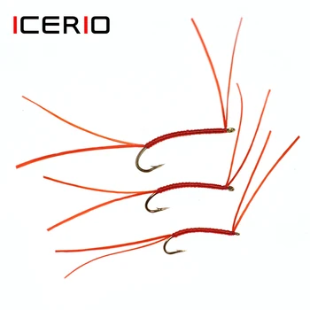 ICERIO 10ШТ Гибкие ножки мотыль форелевая мушка изогнутый крючок для завязывания приманки для ловли форели нахлыстом
