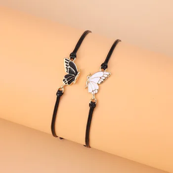 2Psc Сладкий браслет-бабочка для женщин, богемный Плетеный браслет, Женская модная пара, Классические украшения для рук с бабочками, подарок