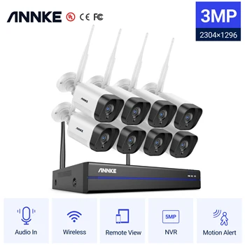 ANNKE 5MP 3MP CCTV System 8CH HD Wireless NVR Kit Внутренняя Наружная ИК-Камера Ночного Видения IP Wifi Камера Система Безопасности CCTV Kit