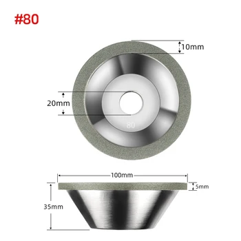 Чашка алмазного шлифовального круга диаметром 100 мм Высокой твердости, хорошая износостойкость, идеально подходит для вольфрамовой и быстрорежущей стали