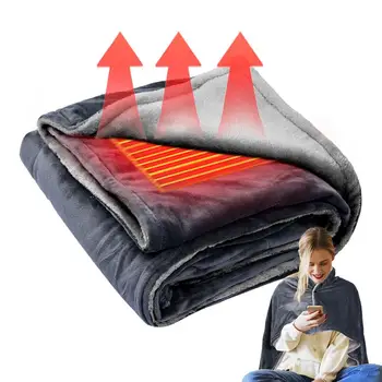 Нагревательное Одеяло, Носимое Электрическое Одеяло С USB Подогревом, 39X27,5 дюймов, Портативное Регулируемое Пончо с 3 Уровнями Температуры