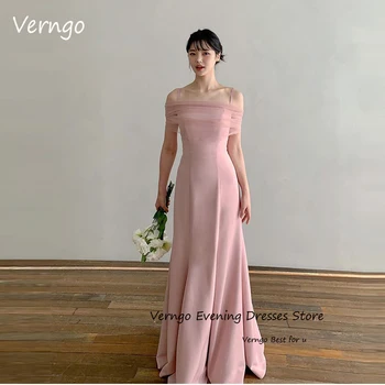 Verngo Простые Румяна Розового Цвета Из Эластичного Атласа Вечерние Платья Korea Femme Светло-Зеленого Цвета Длинное Вечернее Платье Для Вечеринки Платья Для Получения Невесты