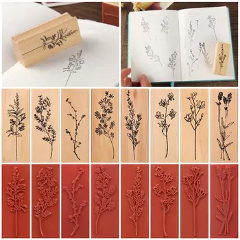 Стандартный штамп для сада 1 шт., деревянные резиновые штампы для скрапбукинга, винтажные травяные растения