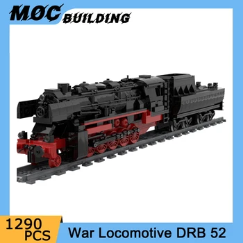 Строительные блоки MOC Немецкий военный локомотив DRB 52, модель электромобиля, поезд, железнодорожная машина, собранные своими руками кирпичи, игрушки, рождественские подарки
