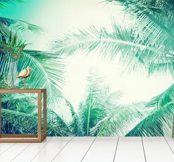 Пользовательские обои Юго-Восточная Азия Настенная роспись кокосовой пальмы Домашний Декор Гостиная Спальня Листовая Ветка Настенная роспись Фон стены 3D обои