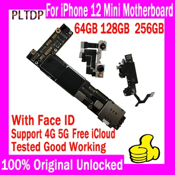 Поддержка обновлений 4G 5G Для iPhone 12 MINI Материнская плата 64 ГБ 128 ГБ 256 ГБ Без или С Face ID Чистый iCloud Замена пластины Протестирована