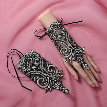 Короткие свадебные перчатки без пальцев, модные свадебные перчатки длиной до запястья, подходящие для женских свадебных аксессуаров