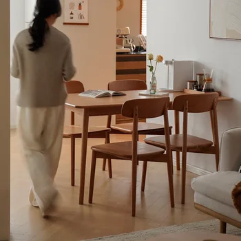 Все обеденные столы и стулья из массива дерева для небольшой домашней квартиры, японская мебель из бревенчатого вишневого дерева, простая
