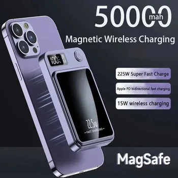 Портативный Магнитный блок питания Macsafe емкостью 50000mAh, быстрое беспроводное зарядное устройство для iphone 12 13 14 Pro Max, внешний вспомогательный аккумулятор