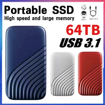 Портативный Высокоскоростной 32 ТБ 64 ТБ SSD Внешний Твердотельный жесткий диск С интерфейсом USB3.1 8 ТБ 16 ТБ SSD Мобильный Жесткий диск Для ноутбука/ПК