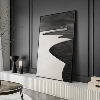 Абстрактная черно-белая картина для гостиной 