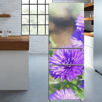 Наклейки с принтом Daisy 1, Дверная крышка, обои для холодильника, Клейкая Виниловая пленка для морозильной камеры, декор, Забавная художественная роспись, кухня