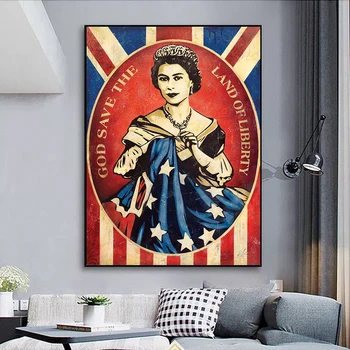 Ретро-портрет королевы Елизаветы II, плакаты и принты, живопись на холсте, декоративное настенное искусство для гостиной, украшение дома