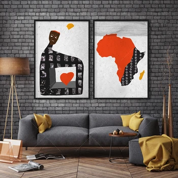 Набор для творчества Africa Lover, Современное этническое искусство, Декор для дома в стиле бохо, Современная иллюстрация, Современный диптих, Любовь к путешествиям