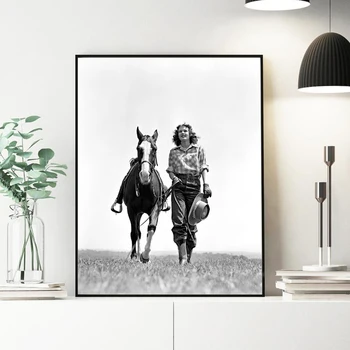 Винтажный черно-белый фотопостер Cowgirls с античным принтом 