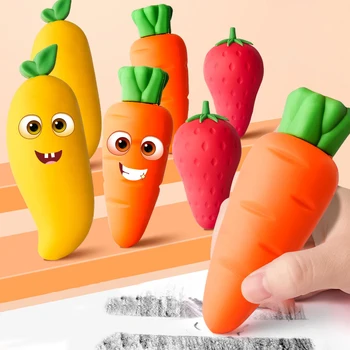 1 шт., креативный ластик для фруктов и моркови, Уникальные и милые канцелярские принадлежности, Школьные канцелярские принадлежности, Ластик для карандашей для детей, студенческий подарок