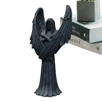 Скульптура Темного Ангела из смолы Декор статуи Темного Ангела Изделия из смолы Темного Ангела Эстетическая скульптура для домашнего рабочего стола