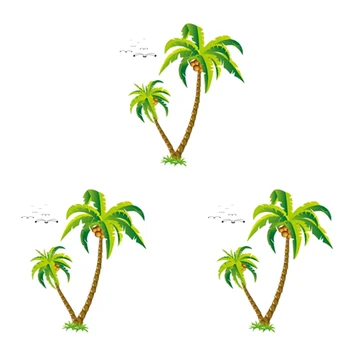 3X Наклейка с кокосовой пальмой, наклейка на стену с тропическим пляжем, наклейка на фоне гостиной