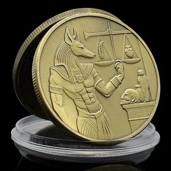 Бронзовая Памятная монета Древнеегипетского Бога Анубиса Libra, медаль справедливости, 1 унция, украшение для дома, праздничный подарок