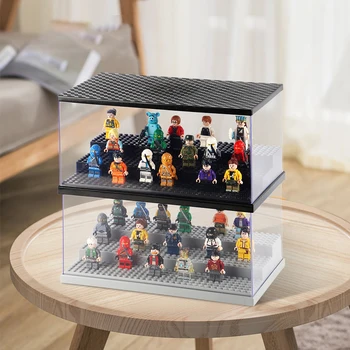 Витрина из Акриловых строительных блоков со светодиодной подсветкой для Мини-фигурок Lego; Штабелируемый ящик для хранения предметов коллекционирования игрушек-фигурок