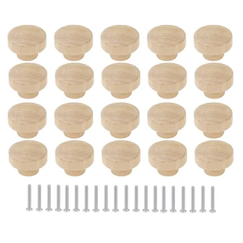 20шт Круглых незаконченных деревянных ручек для выдвижных ящиков диаметром 35 мм для деревянной мебели, шкафа, комода