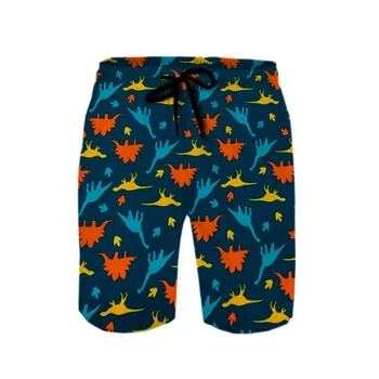 Мужские короткие брюки с 3D принтом в виде животного динозавра, Модные гавайские пляжные шорты, Классные повседневные Летние 2023, Быстросохнущие детские плавки