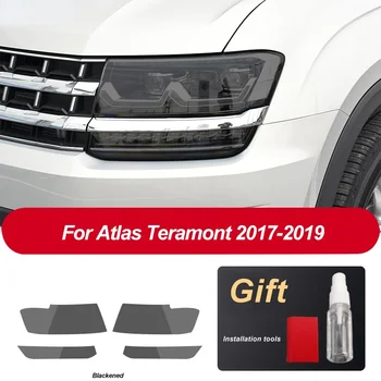 2 шт прозрачная черная защитная пленка для автомобильных фар из ТПУ, наклейка для VW atlas Teramont 2017-2019, аксессуары для фар