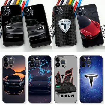 Новый Автомобильный Чехол Для Телефона Energy T-Tesla Для Apple iPhone 15 14 13 12 11 Pro Max Mini 8 7 Plus X XR XS SE, Черный Мягкий Чехол