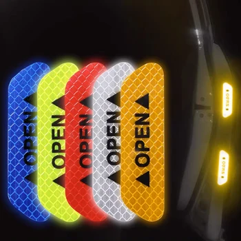 4шт защитная светоотражающая наклейка на дверь автомобиля, предупреждающая о столкновении с открытой дверью, модифицированная декоративная креативная наклейка на автомобиль