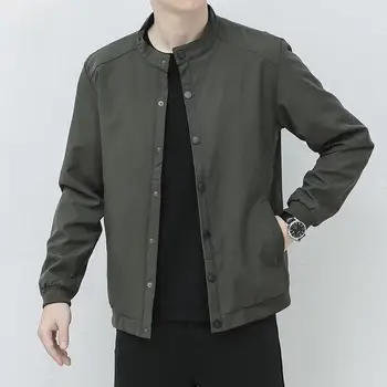 Весенне-осенняя мужская куртка в корейском стиле, повседневная, свободного покроя, воротник-стойка, плюс размер, мужская рабочая одежда для зрелых, крепкий топ