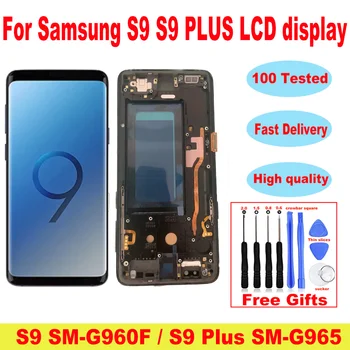 Перпендикулярный Экран ЖК-дисплей Для SAMSUNG Galaxy S9 S9 plus Дисплей Сенсорный Экран Дигитайзер С Рамкой Для SAMSUNG S9 G960F S9 Plus