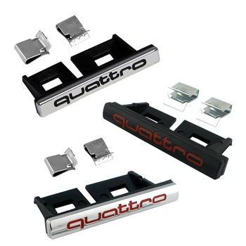 Новая Металлическая Эмблема Передней решетки Quattro, Хромированное Черно-красное крепление передней решетки для Audi A4 A4L A5 A6L S3 S6, Автоаксессуары
